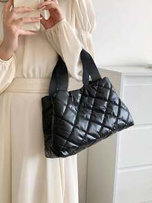 Bag Lady 高品质手提包，休闲大容量绗缝外套，单肩通勤托特包 - 彩色 - 查看 4