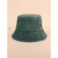 1pc Unisex Solid Color Retro Foldable Bucket Hat, Vintage Washed Outdoor Sun Protection Hat, Suitable For Everyday Use - 彩色 - 查看 5