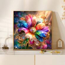 5D Round Diamond Painting Kit, Beautiful Colorful Floral, Full Drill Diamond Mosaic Painting Set, Suitable For Beginners, Handmade DIY Diamond Painting Gem Art Home Wall Decor Gift - round diamond - View 3