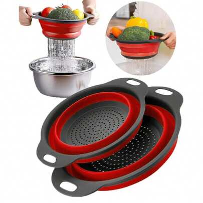 1 rổ lọc gấp gọn, kích thước lớn/nhỏ, tiện dụng cho nhà bếp và phòng ăn, dùng để rửa rau củ quả, thoát nước nhanh.