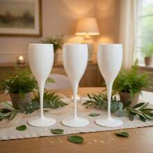 Set de 12 copas de champán, copas de champán de acrílico reutilizables y irrompibles, adecuadas para despedida de soltera, boda, novia, regalo, fiesta (Blanco/Rosa) - Ver 1