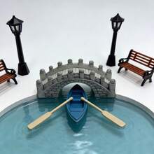 Kit de modèle de mini-jardin | Design architectural en résine, comprend un lampadaire, un banc, un bateau et un pont | Décoration de table pour événements de mariage - A - Voir 5