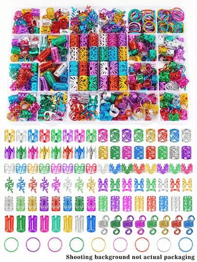 Bộ phụ kiện tóc hợp kim 280 món nhiều màu sắc, phong cách Bohemian thanh lịch, thiết kế hạt rỗng, hình tròn, màu trơn, thích hợp cho ngày lễ Thánh Patrick, bộ trang trí tóc unisex.