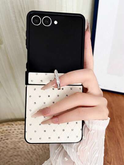 Bling Glitter Plaid Phone Case For Samsung Galaxy Z Flip 7 / Z Flip6 / Z Flip 5 / Z Flip 4 / Z Flip 3, Hinge Protection Anti-Drop Protective Cover