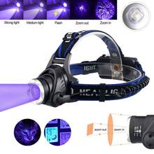 UV Ultraviolet Light 395nM LED Head Torch﻿ Flashlight Black Light Zoom Inspection Lmp - 395nm UV Light - View 3