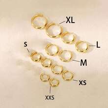 Bông tai thép không gỉ mạ vàng 18K | 14mm, ít gây dị ứng, 83.48g, chống mài mòn, chống phai màu, thiết kế tối giản cổ điển, trang sức unisex phù hợp cho hàng ngày, ngày lễ, kỳ nghỉ, tiệc tùng. - Vàng - Xem 12