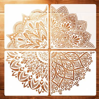 可重复使用、可水洗的曼陀罗绘画模板，波西米亚风格模板，适用于DIY工艺品、艺术设计、斋月、布料、纸张、画布。