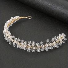 1件女士优雅手工水晶发箍，适合婚礼、派对和送礼 - 水晶款-金色 - 查看 6