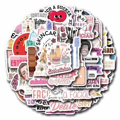 60张美容师贴纸，适用于剪贴簿、日记、笔记本电脑、保险杠、滑板、水瓶、电脑、手机、贺卡、相册、家具等。