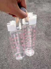 Juego de botellas de agua con estampado de corazón y lazo - 3 tamaños a prueba de fugas de Tritan con tapa abatible, reutilizables y portátiles para el gimnasio, la escuela y el uso diario - Multicolor - Ver 5