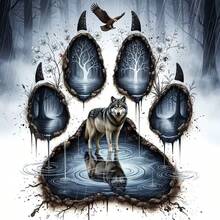 6 Inch Dark Style Claw Print Vinyl Sticker, Wolf Double Exposure Self‑Adhesive Decal, Decor For Cars Trucks Motorcycles Windows Walls, Works On Glass Metal Ceramic - A - View 7