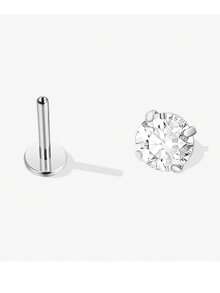 4件/8件/16G扁平心形锆石不锈钢T形耳骨耳环，简约时尚唇环耳环，8毫米耳针长度 - 彩色 - 查看 3