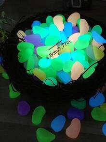 1/6/12/20/30/40/50pcs Large Glow In The Dark Pebbles (Random Color), 4.5cm/1.77in, Suitable For Garden Landscape, Track Decor, Fish Tank Starry Sky Decor, Romantic Luminous Stones, Fit For Home, Outdoor, Runway, Aquarium, Halloween, Christmas, Thanksgiving, Valentine's Day, Absorb Sunlight Or Lamp Light To Glow At Night, No Electricity Needed, Suitable For DIY Romantic Occasions (Surface May Have Scratches, Which Is A Normal Phenomenon In The Production And Transportation Process, Please Understand.) - Multicolor - View 9