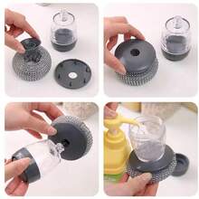 6件套清洁刷套装，带皂液器 - 重型可堆叠清洁垫，耐刮擦且经久耐用，适用于不粘锅具、洗碗机架、厨房、浴室和家居清洁 - 节省空间设计 - 1set - 查看 6