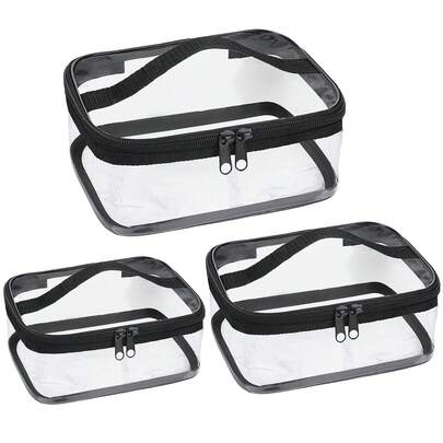 Sac cosmétique transparent avec fermeture éclair, sac cosmétique portable et imperméable pour hommes et femmes, voyage, affaires, salle de bain, sac cosmétique transparent