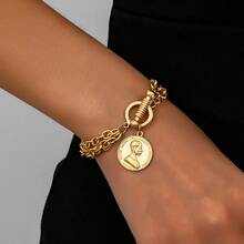 1 chiếc vòng tay kim loại kiểu retro thời trang - Vàng - Xem 5