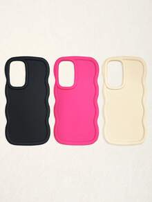 3pcs Dopamine Wave Pattern Phone Cases, Compatible With IPhone & Galaxy, 16, 16 Pro Max, 16 Pro, 16 Plus, White, Black, Pink,International Version, Not The Domestic Version - Multicolor - View 54