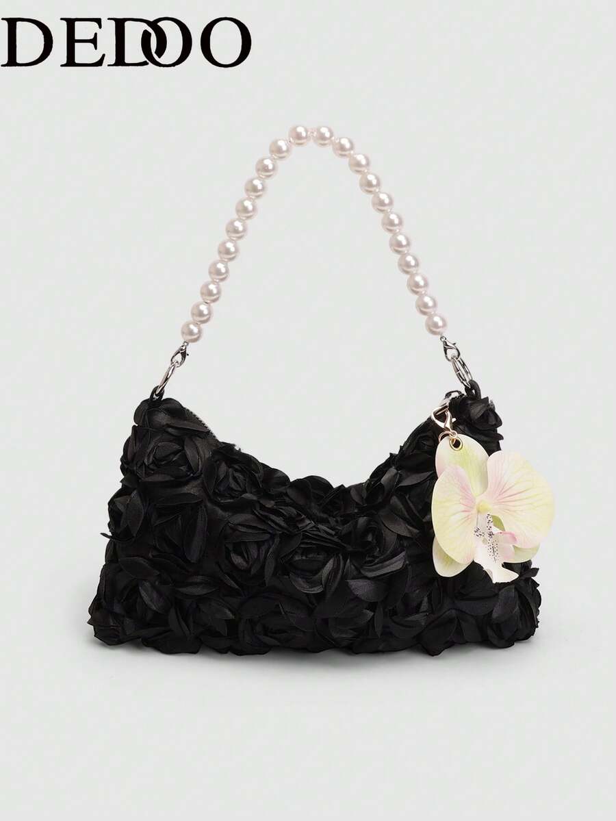 Dedoo Borsa con perle e motivo floreale, portafoglio elegante da donna, outfit per feste di gala, borse per balli di fine anno, articoli da matrimonio, regali per donne