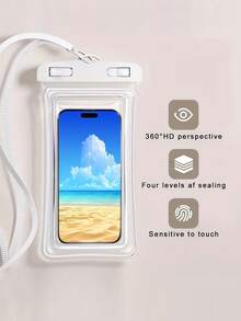 Inflatable Waterproof Phone Pouch With Lanyard - Transparent Design For Photography, Suitable For Swimming, Snorkeling, Beach, Pool And Outdoor Activities, White, Essential For Swimming, Durable High-Quality Material - Multicolor - View 4