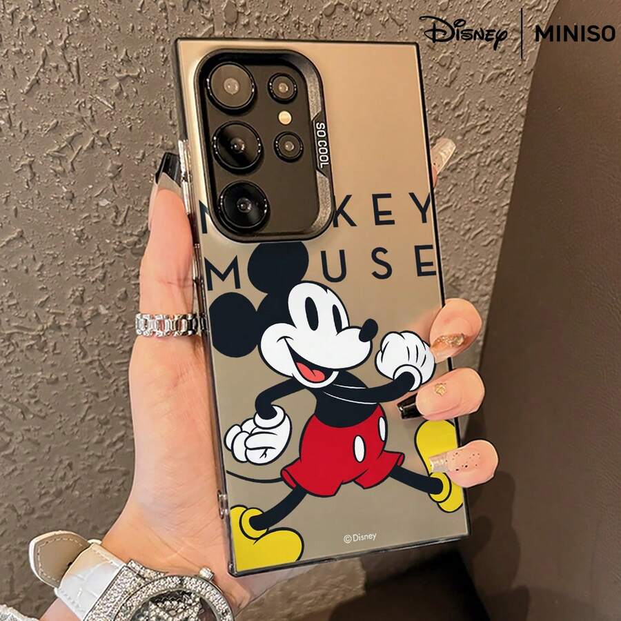 MINISO Disney Mickey Mouse "MICKEY MOUSE" Mirror Phone Case, Walking Pose Cover For Samsung S26 Ultra/S26 Edge/S26 Plus/S26/S25 Ultra/S25 Plus/S25/S25FE/S25Edge/S24Ultra/S24Plus/S24/S24FE/S23FE/S23Ultra/S23Plus/S23/S22Ultra/S22Plus/S22/A15/A16/A17/A35/A36//A54/A55/A56/ Stocking Stuffers The Girlfriend - Black - View 1