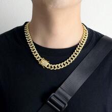 1 pieza Collar de cobre con estilo punk rústico de circonita cúbica - Dorado - Ver 3