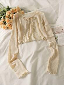 Áo khoác cardigan chống nắng mùa hè, áo croptop dệt kim chiffon, đầm hai dây kèm khăn choàng cho nữ, áo khoác điều hòa nhẹ - Nhiều màu - Xem 3