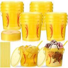 12 Set 25 Oz Plastic Drink Buckets With Straws Handles Lids Reusable Cocktail Rum Buckets 750ML Smoothie Milk Tea Cups  Containers Pails Sport Party Supplies - View 1