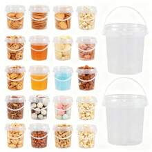 20 Pack Plastic Rum Buckets For Drinks 27OZ Cocktail Buckets Reusable Smoothie Bucket With Lid And Handle Ice Cream Pails For Halloween Football Parties Bar Beer - View 7
