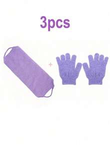 3件套去角质手套和背部按摩器套装，去角质沐浴手套，长柄去角质背部按摩器（带手柄），双面可用，是圣诞节、新年、母亲节、毕业季的理想礼物。 - 彩色 - 查看 11