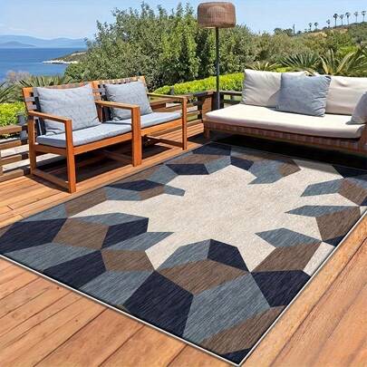 1 pieza Alfombra exterior minimalista moderna de color astral geométrico. La tela de terciopelo pesa aproximadamente 850 gramos y el grosor es de aproximadamente 0,6 cm. La alfombra es resistente al desgaste, antideslizante y fácil de limpiar. Hay una variedad de tamaños disponibles. Adecuado para cocina, sala de estar, comedor, dormitorio, balcón, baño, estudio y otras escenas. Es la elección perfecta para la decoración del hogar.