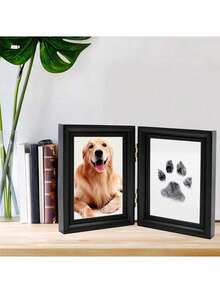 1 Khung ảnh kỷ niệm thú cưng có thể gập lại, kèm theo 1 miếng đệm in dấu chân không cần mực. Miếng đệm in dấu chân không cần mực để tạo kỷ niệm dấu chân mèo/chó. - Một cỡ - Xem 5