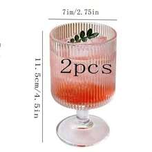 条纹高脚杯 时尚葡萄酒杯、果汁杯、水杯、饮料杯、冰淇淋杯 - 彩色 - 查看 9