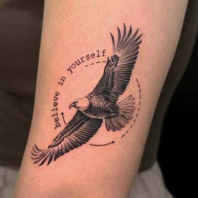 Men's Eagle Temporary Tattoo - Realistic Black Waterproof Fake Eagle Tattoo Set, Suitable For Arms, Wrists, Collarbones And Back