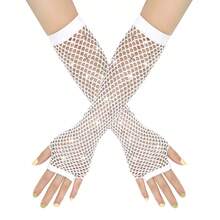 2 chiếc găng tay dài không ngón lưới đính đá neon phong cách đường phố thập niên 1980, tay áo lưới gợi cảm cho nữ, thích hợp cho các bữa tiệc, trang phục punk gothic và khiêu vũ. - Nhiều màu - Xem 18