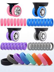 8/4/1pc Unisex Luggage Wheel Protective Covers: Shockproof, Silent, Noise-Reducing Silicone Protective Covers. Essential Travel Companion, Suitable For Various Travel, Family Camping, Beach Outings, Summer Vacations And Back To School Season. Practical And Essential Travel Accessory. - Multicolor - View 4