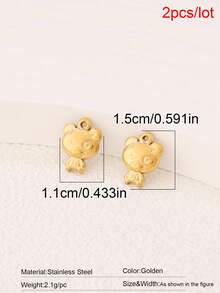 2pcs Stainless Steel Cute Bear Pendant Findings Fashion 18K Gold Plated Charms For DIY Jewelry Making Supplies Accessories - Pendants - View 13