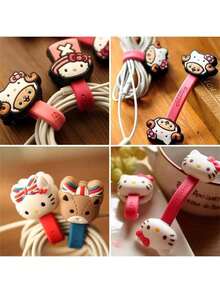 SANRIO 【正版授权】1个三丽鸥Hello Kitty卡通硅胶耳机绕线器，Melody Hub数据线整理器，女孩迷你线缆捆扎带绕线器，圣诞节生日礼物 - 多色 - 查看 2