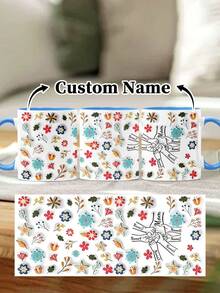 1pc 11oz/15oz Custom Mother's Day Name Mug, Personalized Coffee Cup With Printed Name. The Wrap-Around Pattern On The Mug Can Be Customized With Up To 8 Children Holding Their Mother's Hand. This Mother-Themed Mug With Floral Elements Is An Ideal Gift For Mom And A Unique, Thoughtful Present - 款式4 - 查看 85
