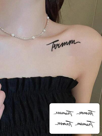 1张持久7-14天的草本临时纹身贴纸，简约神秘抽象花卉肩部纹身设计，防水，适合时尚人士。