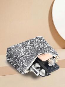 Women's Fashion Sequin Shoulder Bag, Crossbody Bag, Versatile Handbag - Bright silver - View 7
