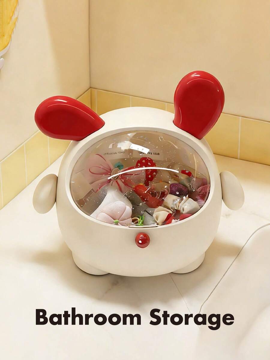 1pc Rabbit Shaped Desktop Storage Box, Cute Accessory Organizer Box With Flip Cover - Multipurpose Storage For Cosmetics, Candy, Keys, Jewelry Etc. | Suitable For Office, Dorm, Bedroom Desk Organization | Great Gift For Girls, Birthday, Back To School, Christmas Decor, Easter, Women's Day, Mother's Day, Children's Day