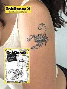 1 Set "Scorpion" New Technology Temporary Tattoo Stickers, Semi-Permanent Fake Tattoos, Waterproof & Long-Lasting, Realistic Design, Plant-Based Formula, Ink Dance Gift Holiday Body Art X238 - Black - View 1