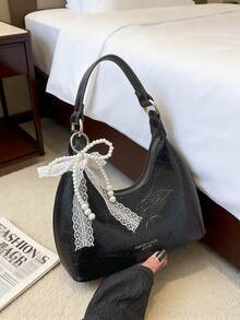 Túi xách thời trang thanh lịch dành cho nữ, túi đeo vai dây xích đa năng mới với thiết kế xếp ly. - màu đen - Xem 5