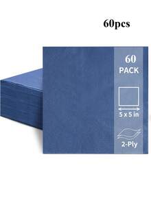 20/60/100 Pcs Cocktail Napkins Disposable, 2-Ply 5" X 5" Party Napkins, Square Beverage Dinner Napkin For Wedding Birthday Party Anniversary Reception Bar Event - Navy Blue - View 8