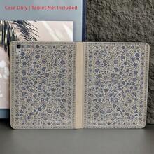 Capa tipo folio vintage azul com estampa floral persa, 1 unidade, com suporte para caneta, função de ativação/desativação automática, compatível com iPad 10.9/10.2/Air 5/4/2, Pro 11, 10ª/9ª/8ª/7ª geração, 9.7", Air 11/13 (M3 2025), 11 (A16 2025), Galaxy Tab S10+/S9/A9. - Multicolorido - Ver 7