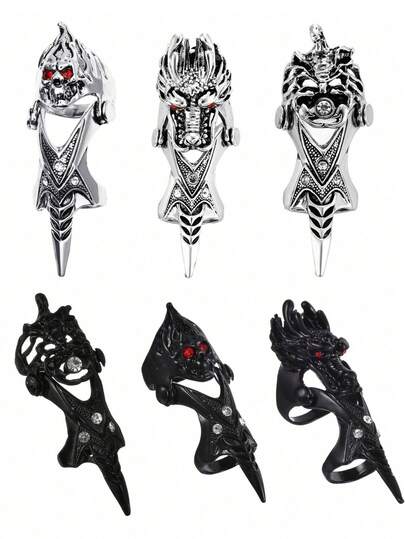 خاتم سبائكي بتصميم رأس العقرب الشرس الأنيق، خاتم كنكل بنمط بانك يناسب الجنسين