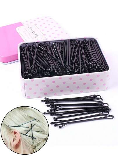 300/150/100/50pcs Women's Black Simple One-Piece Hair Clips, Versatile Hair Accessories For Daily Hairstyles, Suitable For Casual Wear