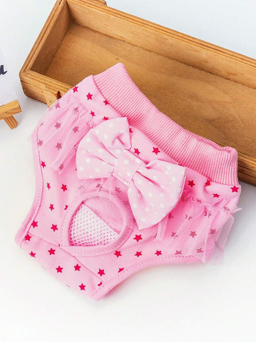 Quần sinh lý cho thú cưng hoạt hình dễ thương, có viền ren và nơ, quần đa chức năng chống quấy rối, quần vệ sinh cho chó nhỏ. - Nhiều màu - Xem 1