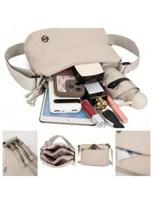 2026 New Fashion Women's Crossbody Bag - Minimalist Versatile Small Square Shoulder Bag, Multi-Compartment Design, Zipper Closure, Suitable For Daily Commute, Shopping, Leisure And Travel. - Multicolor - View 6