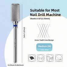 NotNoot 1 mũi khoan móng tay acrylic bằng vonfram cacbua, 3/32" hình trụ phẳng chuyên nghiệp 2 chiều, dùng để đánh bóng và tẩy keo móng tay. - Nhiều màu - Xem 9